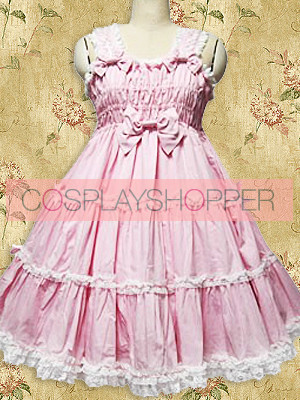 Pink Sleeveless Ruffle Sweet Lolita Jumper Skirt