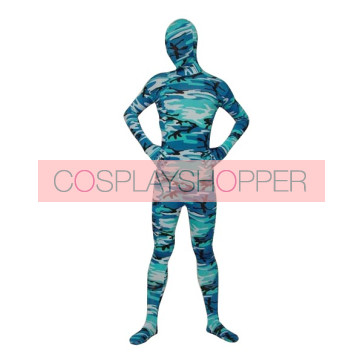 Light Blue Lycra Spandex Camouflage Unisex Zentai Suit