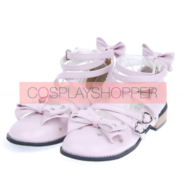 Pink 1.0" Heel High Cute Suede Round Toe Bow Platform Girls Lolita Shoes