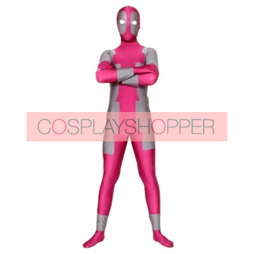 Pink And Grey Ninja Lycra Spandex Zentai Suit