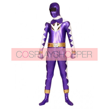 Purple And White PVC Superhero Zentai Suit