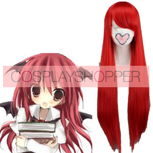 Red 80cm Tonhou Project Koakuma Nylon Cosplay Wig