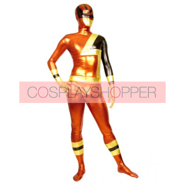 Red And Gold Full Body Shiny Metallic Unisex Zentai Suit
