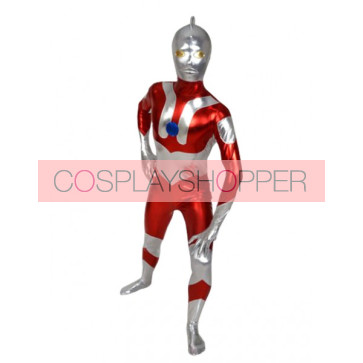 Red And Silver Shiny Metallic Superhero Zentai Suit