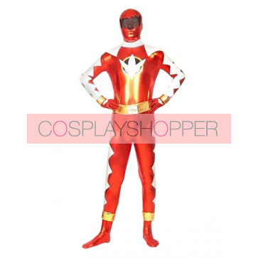 Red And White PVC Superhero Zentai Suit