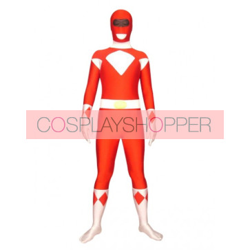 Red And White Space Warrior Baldios Lycra Spandex Superhero Zentai Suit