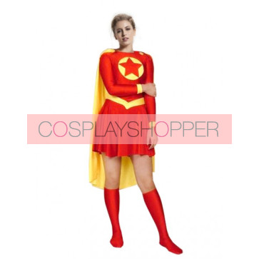 Red And Yellow Superwoman Lycra Spandex Superhero Zentai Suit