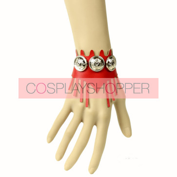 Sexy Red Leather Button Lady Lolita Wrist Strap