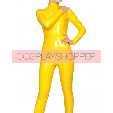 Sexy Yellow Unisex PVC Zentai Suit