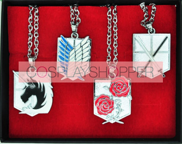 Silver Attack On Titan Necklace Set