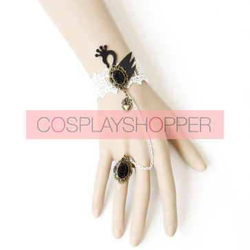 Sweet Lace Black Swan Lolita Bracelet And Ring Set