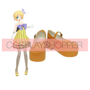 Vocaloid Orange Rin Kagamine Faux Leather Cosplay Shoes