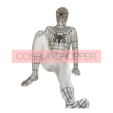 White And Black Spiderman Lycra Spandex Zentai Suit