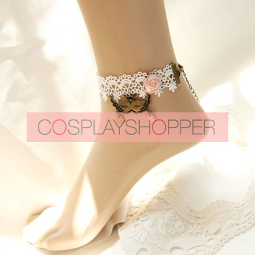 White Lace Victorian Lolita Ankle Belt