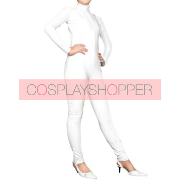 White Long Sleeves Unisex PVC Zentai Suit