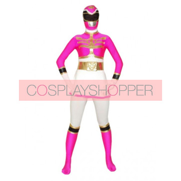 White & Rose Lycra Spandex Superhero Zentai Suit