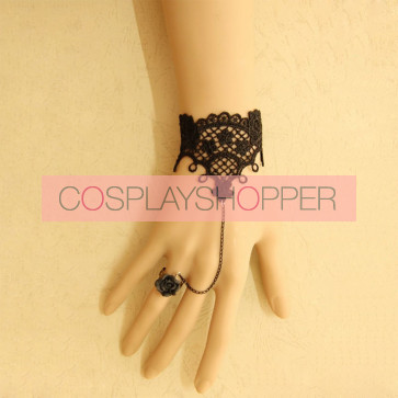 Wonderful Black Rococo Style Lolita Bracelet And Ring Set
