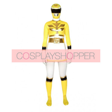 Yellow & White Lycra Spandex Superhero Zentai Suit