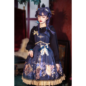 Classic Black Printed Sleeveless Lolita Dress