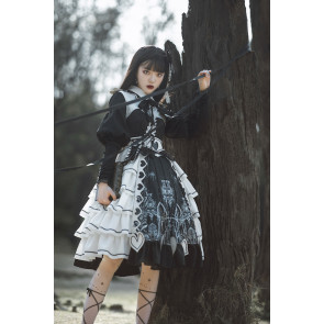 Black Vintage Heart Gigot Sleeves Lolita Dress