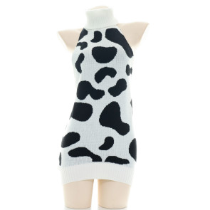 Cow Sexy High Collar Backless Japanese Sweater