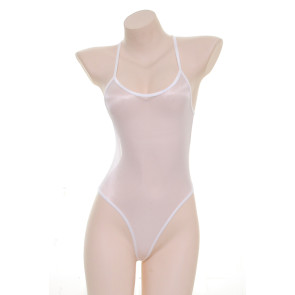 White Sexy Transparent Japanese Sukumizu Swimsuit