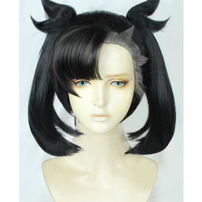 Black and Grey 35cm Pokemon Sword and Shield Marnie Cosplay Wig