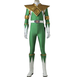 Mighty Morphin Power Rangers White Ranger Tommy Oliver Green Suit Cosplay Costume