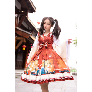 Sweet Red Long Sleeves Bandage Lolita Dress