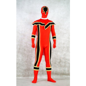 Red and Black Spandex Power Rangers Superhero Zentai Bodysuit Costume