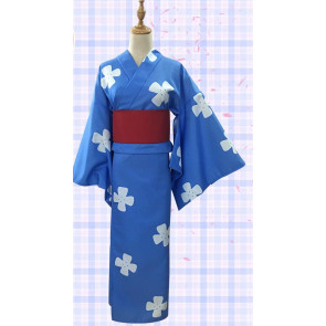 Your Name (Kimi no Na wa) Mitsuha Miyamizu Blue Kimono Cosplay Costume
