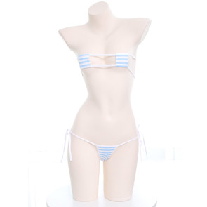 Sexy Blue Stripe Square Bikini Set