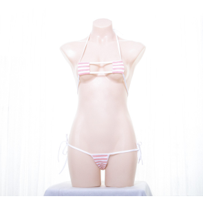 Sexy Pink Stripe Square Bikini Set
