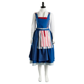 Beauty and the Beast Belle Maid Blue Dress Cosplay Costume