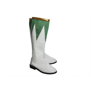 Mighty Morphin Power Rangers White Ranger Tommy Oliver Green Suit Cosplay Boots