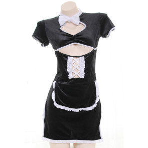 Black Cute Velvet Maid Suit
