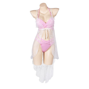 Final Fantasy VII Aerith Gainsborough Swimsuit Pink Cosplay Costume
