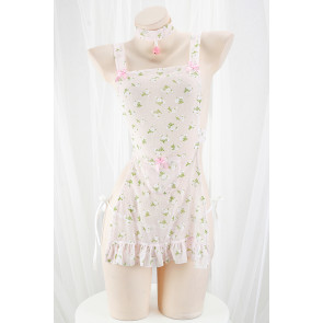 Sexy Floral Chiffon Maid Suit