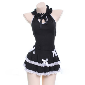 Black Cute Backless Maid Dress