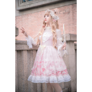 Sweet Pink Sakura High Collar Lolita Dress 