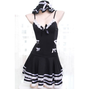 Black Sexy Backless Maid Costume