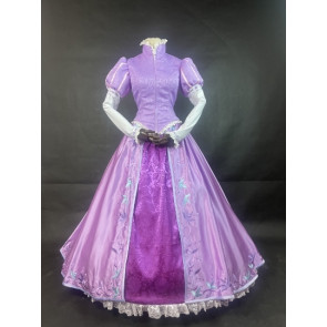 Disney Tangled Princess Rapunzel Embroidery High Collar Cosplay Costume