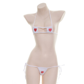 White Sexy Heart Square Bikini Set