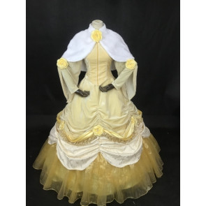 Disney Beauty and the Beast Princess Belle Cosplay Costume With Cape