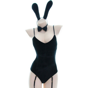 Black Sexy Velvet Bunny Jumpsuit