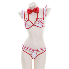 Sexy Hollowed Bow Nurse Bikini