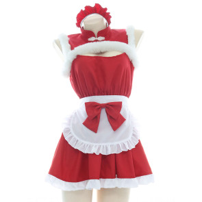 Red Sexy Fluffy Maid Suit