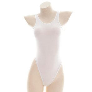 White Sexy Slit Backless Swimsuit