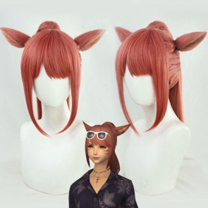 Red 50cm Final Fantasy XIV Cat Girl Miqo'te Cosplay Wig