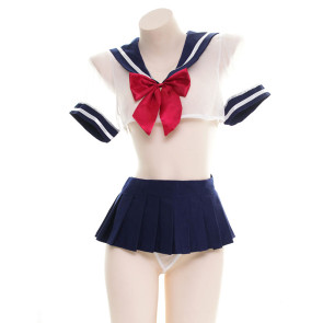 Cute Transparent Japanese School Uniform Lingerie